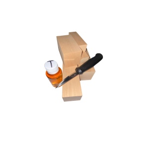 Set 5 blocuri de lemn de cires pentru cioplit cu 50 ml ulei tung + cutit sculptura basic, Morakniv - Img 4