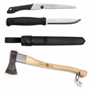 Set Cutit Garberg INOX, Fierastrau Silky Gomboy 210mm cu 10dinti, 30mm si Bison 1250g cu protectie - Img 2
