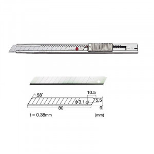 Set Cutter / cutit utilitar INOX mic - NT Cutter - 9mm + 10 lame schimb + placa CM A3 - Img 10