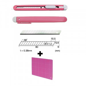 Set Cutter / cutit utilitar mic NT Cutter - 9mm + 10 lame de schimb + placa de taiere A4+ rigla 30cm - Img 13