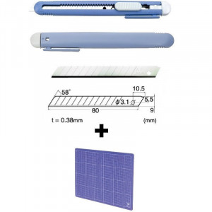 Set Cutter / cutit utilitar mic NT Cutter - 9mm + 10 lame de schimb + placa de taiere A4+ rigla 30cm - Img 21
