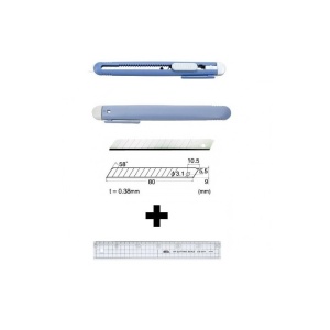 Set Cutter / cutit utilitar mic NT Cutter - 9mm + 10 lame de schimb + rigla 30 cm.