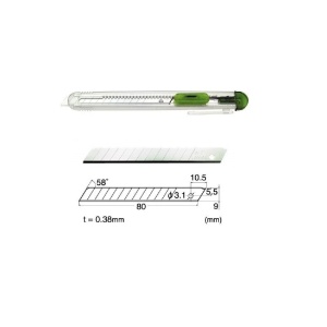 Set Cutter / cutit utilitar transparent mic NT Cutter - 9mm + 10 lame de schimb - Img 9