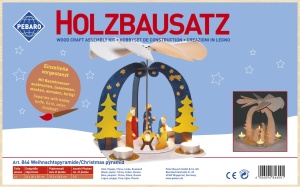 Set de constructie din lemn „Piramida de Craciun” debitat cu laser Pebaro - Img 2