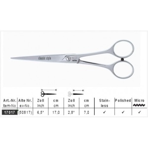117017 Foarfeca pentru frizerie/coafura 17cm, Clasic Style, Kretzer - Img 1