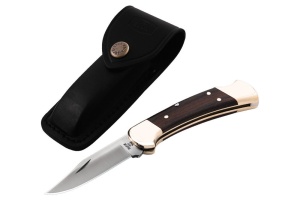 Briceag de vanatoare Buck 112 Ranger (0112BRSFG-B / 0112BRS-B), otel 420HC, alama si abanos, Lockback - Img 7