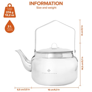 Ceainic pentru foc de tabara Stabilotherm Kaffepanna 2L din otel inoxidabil - Img 6