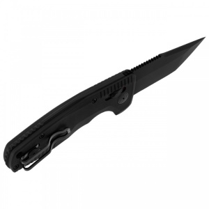 Cutit automat SOG TAC AU Compact Tanto Serrated 15-38-10-57, lama Tanto Cryo D2 partial zimtata, AU-XR Lock, maner din aluminiu, Tactical EDC Knife - Img 4