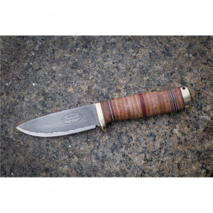 Cutit Fallkniven NL5CXL Idun Northern Light, lama Cowry X Damascus, maner piele naturala, lama 100 mm - Img 7