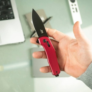 Cutit pliabil SOG Diverge XR Drop Point Dark Red Black 12-02-06-43, lama Drop Point D2 Stonewashed, XR Lock, deschidere Flipper, maner GRN Dark Red & Black, EDC Outdoor - Img 10