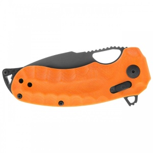 Cutit pliabil SOG Kiku XR LTE Orange 12-37-03-57, lama Drop Point CTS XHP TiNi, XR Lock, Thumb Stud, maner G10 Blaze Orange cu liner-e Carbon Fiber, EDC Outdoor - Img 4