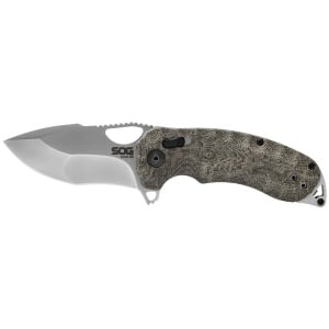 Cutit pliabil SOG Kiku XR Satin, lama CTS XHP, XR Lock, maner Micarta, design Kiku Matsuda