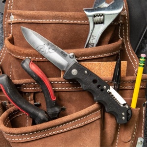 Cutit pliabil SOG Kilowatt EL01-CP, lama AUS-8, stripper cabluri integrat, Liner Lock, cutit electrician EDC - Img 24