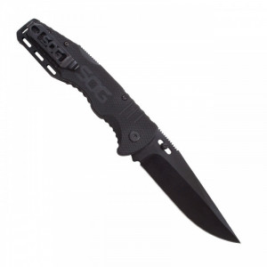 Cutit pliabil SOG Salute Black FF11-CP, lama 8Cr13MoV Black Oxide, Lockback, maner G10, EDC Tactical Folder - Img 5