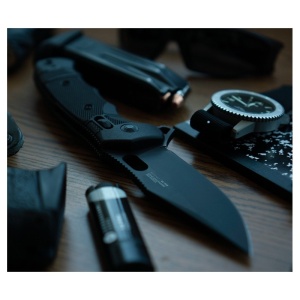 Cutit pliabil SOG SEAL XR Black 12-21-02-57, lama Clip Point CPM S35VN Black Cerakote, XR Lock, Flipper, Thumb Stud, maner GRN Black, Made in USA - Img 10