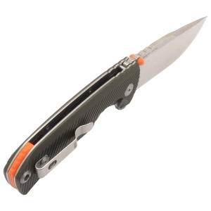 Cutit pliabil SOG Tellus FLK Olive Drab 14-06-01-43, lama Drop Point CRYO 440 Stonewashed, Frame Lock, deschidere Flipper, maner GRN Olive Drab, EDC Outdoor