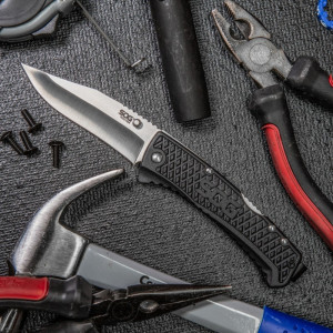 Cutit pliabil SOG Traction TD1011-CP, lama Clip Point 5Cr13MoV, Lockback, maner GRN ultraușor - Img 11
