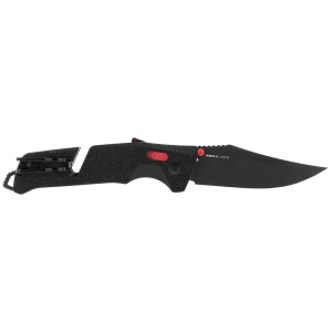 Cutit pliabil SOG Trident AT Black 11-12-01-41, lama Clip Point CRYO D2 Black TiNi, deschidere asistata S.A.T., AT-XR Lock, taietor de centura, spargator geam, maner GRN Black
