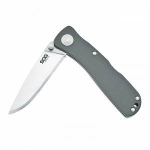 Cutit pliabil SOG Twitch II Satin Aluminum TWI8-CP, lama Drop Point AUS-8 Satin, deschidere asistata S.A.T., Lockback, maner din aluminiu anodizat, EDC Premium - Img 7