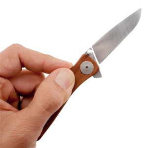 Cutit pliabil SOG Twitch II Wood TWI17-CP, lama Drop Point AUS-8 Satin, deschidere asistata S.A.T., Lockback, maner din lemn Rosewood, EDC Premium - Img 20