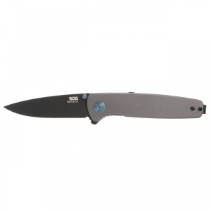 Cutit pliabil SOG Twitch III Gray 11-15-03-43, lama Drop Point D2 Satin, deschidere asistata S.A.T., Lockback, maner aluminiu gri, EDC Premium - Img 5