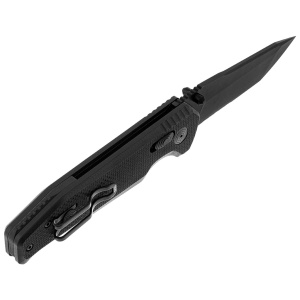 Cutit pliabil SOG Vision XR Serrated 12-57-02-57, lama Tanto CTS XHP Black TiNi Partial Serrated, XR Lock, Thumb Hole, maner G10 Black, EDC Tactical - Img 3