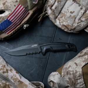 Cutit tactic SOG Recondo FX Black Serrated, otel CRYO 440C, lama partial zimtata 117 mm - Img 10