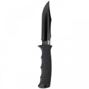 Cutit tactic SOG SEAL Pup Elite Black TiNi Straight Edge, otel AUS-8, lama 123 mm