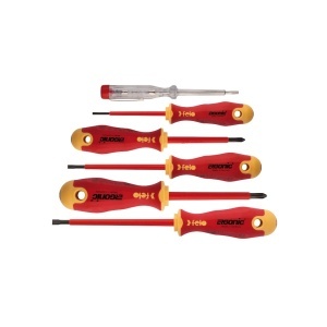 Felo 41396398, Set 6 surubelnite izolate VDE, drepte 2.5, 4.5, 5mm si PH1, PH2 + tester de tensiune - Img 1