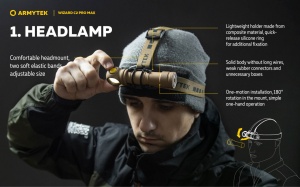 Lanterna frontala Armytek Wizard C2 Pro Max Sand White 4000 lm cu acumulator 21700 - Img 6