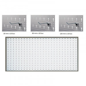 Panou perforat orizontal de 1000x500mm alb cu set 30 carlige - Img 2