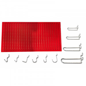 Panou perforat orizontal de 1000x500mm rosu cu set de 60 carlige metalice - Img 2