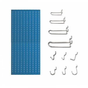 Panou perforat vertical de 500x1000 mm albastru cu set de 40 carlige metalice - Img 2