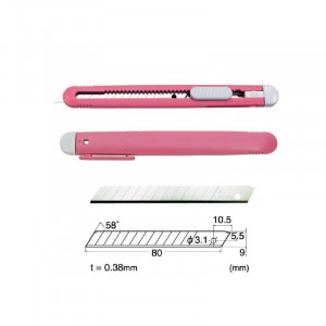 Set Cutter / cutit utilitar mic NT Cutter - 9mm + 10 lame de schimb + placa de taiere A4+ rigla 30cm - Img 14