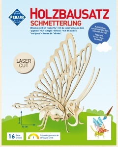 Set de constructie din lemn „Fluture”, debitat cu laser Pebaro - Img 2