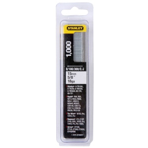 Stanley 1-SWK-BN0625T, Cuie din otel galvanizat, 15mm, 1000 buc tip E/J/8/180/3000, blister