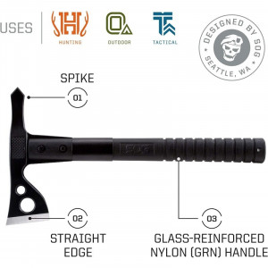 Tomahawk tactic SOG FastHawk Black, otel inoxidabil 420, muchie 51 mm - Img 12