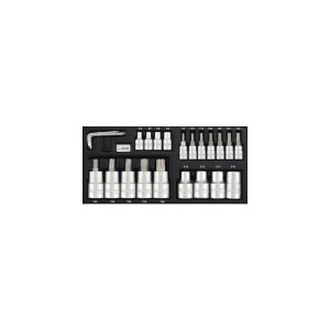 Trusă chei torx interior și exterior WGB 1/4" + 1/2", 23 piese, crom-vanadiu, Ius Brasov
