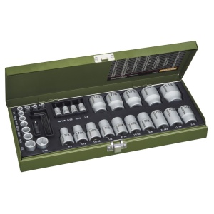 Trusa tubulare si biti, 36 de piese pentru dimensiuni în inch, 1/4" si 1/2", Proxxon 23114 - Img 1