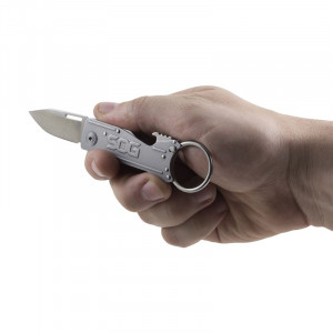 Cutit breloc SOG KeyTron KT1001-CP, lama 5Cr15MoV, Lockback, desfacator sticle integrat, EDC Keychain Knife - Img 7
