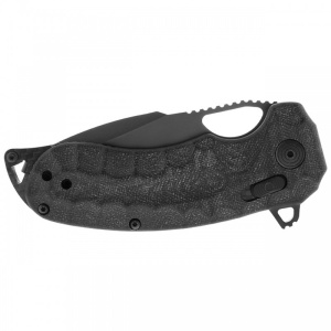 Cutit pliabil SOG Kiku XR LTE Black 12-37-04-57, lama Drop Point CRYO CTS XHP Titanium Nitride, XR Lock, Thumb Stud, maner Black Micarta cu liner-e Carbon Fiber, EDC Outdoor - Img 5