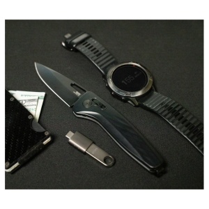 Cutit pliabil SOG One-Zero XR Black Black Chrome 12-73-03-57, lama Drop Point CRYO CPM S35VN Black TiNi, XR Lock, Flipper, maner Aluminiu Black, EDC Premium - Img 11