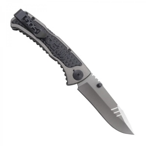 Cutit pliabil SOG Sideswipe SW1011-CP, lama asistata 7Cr15, Lockback, maner aluminiu cu insertii GRN - Img 11