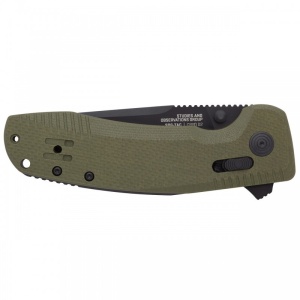 Cutit pliabil SOG-TAC XR OD Green 12-38-02-41, lama Clip Point CRYO D2 Black TiNi, XR Lock, Flipper, Thumb Stud, maner G10 Olive Drab, EDC Tactical - Img 5