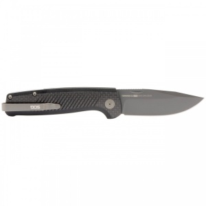 Cutit pliabil SOG Terminus SJ LTE Carbon Graphite TM1006-BX, lama Drop Point CPM S35VN TiNi Graphite, Slip Joint, Nail Nick, maner Carbon Fiber, EDC Premium - Img 5