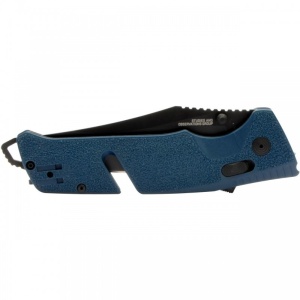 Cutit pliabil SOG Trident AT Uniform Blue Serrated 11-12-10-41, lama Clip Point CRYO D2 partial zimtata, deschidere asistata, AT-XR Lock, taietor de centura, spargator geam, maner GRN Uniform Blue - Img 6