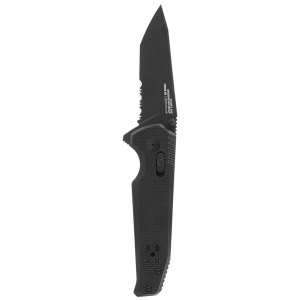 Cutit pliabil SOG Vision XR Serrated 12-57-02-57, lama Tanto CTS XHP Black TiNi Partial Serrated, XR Lock, Thumb Hole, maner G10 Black, EDC Tactical - Img 4
