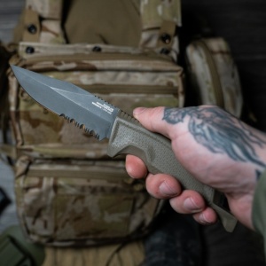 Cutit tactic SOG Recondo FX FDE Serrated, otel CRYO 440C, lama partial zimtata 117 mm - Img 10