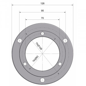 Flanșă de montaj pentru mandrine de strung ˜ 125 mm, WABECO - Img 3