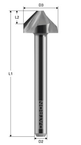 Freza cu 3 caneluri, Datron 0068485D, 4.0x4.0x6.0mm - Img 2
